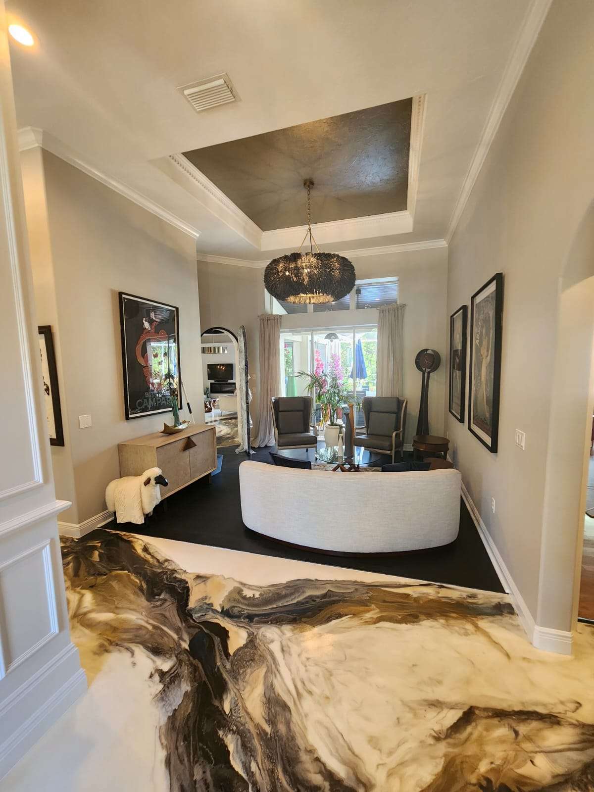 Interior living room painting project in Manatee County